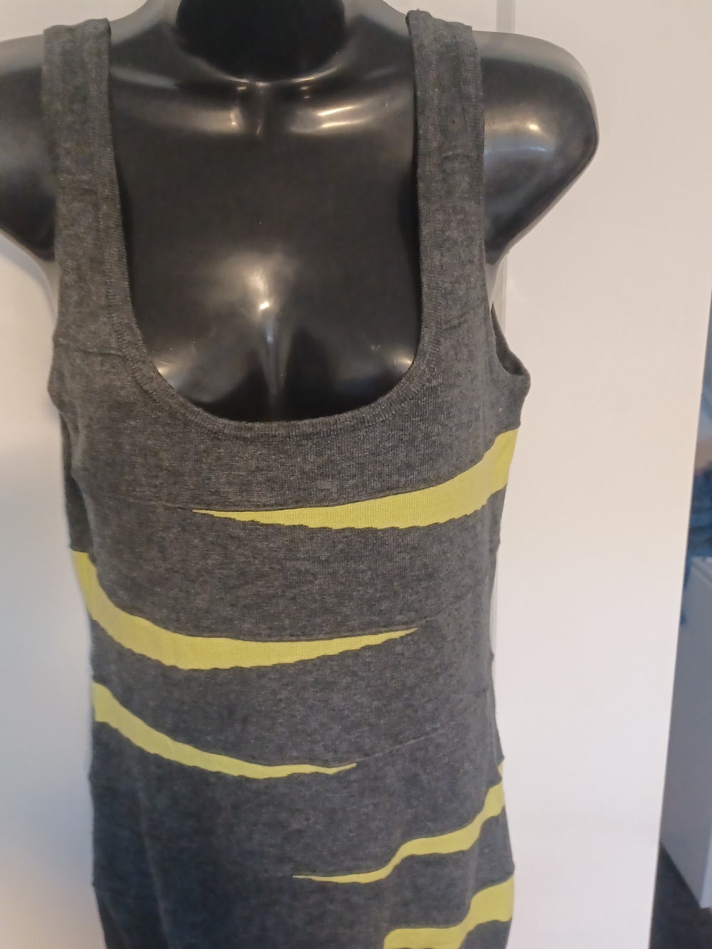 Windsor Charcoal Mini Dress with Yellow Accent Stripes